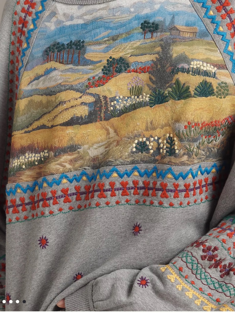 Pilcro AnthropologieGray Scenic Embroidered Pullover Sold Out Medium - Picture 3 of 5